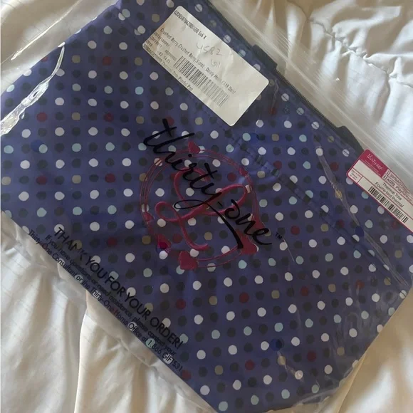 NWT Thirty-One Blue Polka Dot L Initial Letter Bag Thermal Tote - Picture 2 of 7